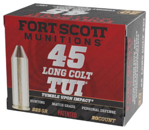 Fort Scott Munitions 45LC225SCV Tumble Upon Impact (TUI)  45LongColt 225gr Solid Copper Spun 20 Per Box/25 Case