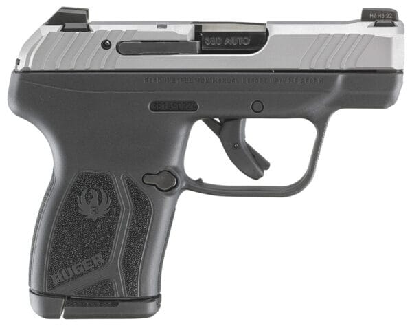 Ruger 13744 LCP Max  Compact 380 ACP 10+1 2.80" Black Oxide Steel Barrel, Matte Stainless Serrated Slide, Black Polymer Frame w/Serrated Trigger Guard w/Black Nylon Grip