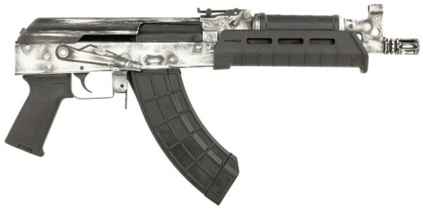 Century Arms HG7673N Draco  (Romanian Made) 7.62x39mm 30+1 6.25" Threaded Barrel, Distressed White Stamped Rec, Magpul Furniture, Enhanced Trigger Group