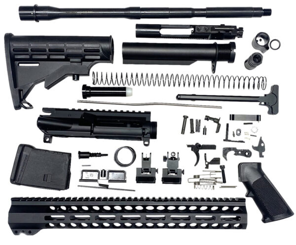 Bowden Tactical J27113 AR Rifle Build Kit  Complete, 13" M-Lok Handguard, Mil-Spec Parts, Flip Up Sights