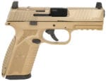 FN 66101380 510 MRD Full Size 10mm Auto 15+1, 4.10" Black Target Crown Steel Barrel, Flat Dark Earth PVD Optic Cut/Serrated Steel Slide & Polymer Frame w/Picatinny Rail, Ambidextrous