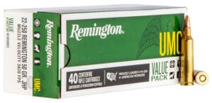 Remington UMC 22-250 Remington 50 Grain Jacketed Hollow Point Ammunition