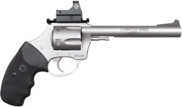 Charter Arms 73565 Mastiff Target Large Frame 357 Mag 5rd 6" Stainless Steel Barrel, Cylinder & Frame, Sightmark Micro Optic, Picatinny Rail, Black Rubber Grip, Exposed Hammer