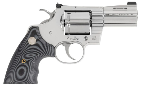 Colt Mfg PYTHONSP3NS Python Combat Elite 357 Mag 6 Shot, 3" Stainless Barrel, Cylinder & Frame, Black G10 Grip