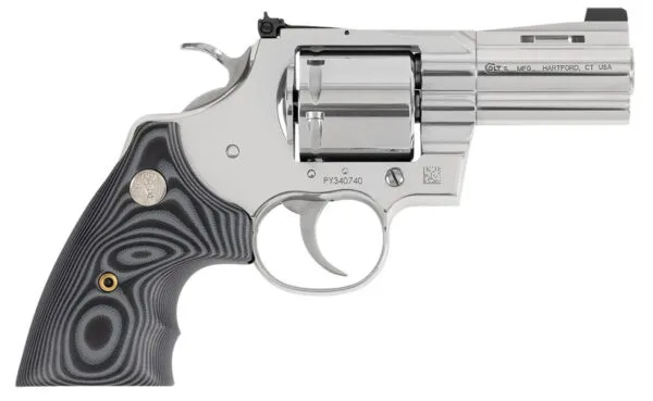 Colt Mfg PYTHONSP3NS Python Combat Elite 357 Mag 6 Shot, 3" Stainless Barrel, Cylinder & Frame, Black G10 Grip