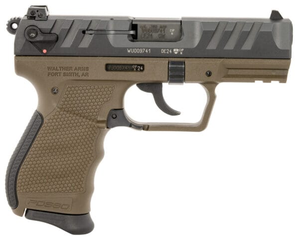 Walther Arms 5050515 PD380  Carry Frame 380 ACP 9+1 3.70" Black Steel Barrel, Black Cerakote Serrated Steel Slide, Military Green Textured Polymer Grip
