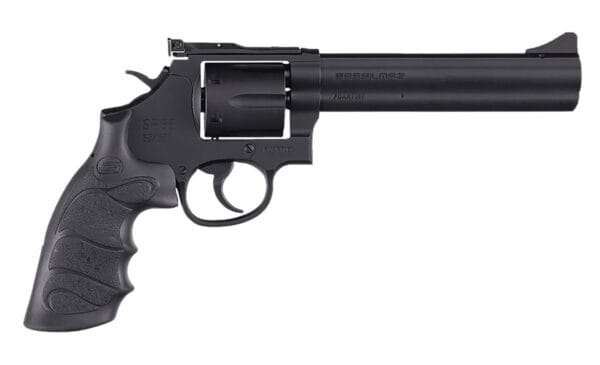 SAR USA SARSR38BL6 SAR SR  38 Special/357 Mag 6 Shot, 6" Black Steel Barrel, Cylinder & Frame w/Black Finger Groove Grip, Drop Safety/Hammer Block Safety, Exposed Hammer