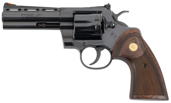Colt Mfg PYTHONBP4WTS Python Target 357 Mag 6rd 4.25" Matte Black Vent Rib Barrel & Cylinder, Matte Black Stainless Steel Frame Walnut w/Medallion Grip