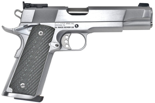 Rock River Arms PS2400 PS2400 Limited Match 45 ACP 7+1, 5" Stainless National Match Barrel, Brushed Chrome Serrated Steel Slide & Frame w/Beavertail, Black G10 Grip, Ambidextrous