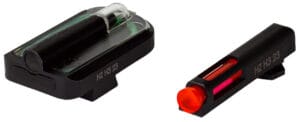 Hi-Viz FastDot H3 Red Fiber Optic Front and Green Tritium Rear Sight Set for Glock Pistol
