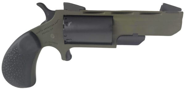 North American Arms TGHMB Green Huntsman  22 MAG 5rd 2" OD Green Cerakote Heavy Vent Rib Barrel, OD Green Cerakote Steel Frame, Matte Black Cylinder, Black Cobblestone Rubber Grip, Exposed Hammer