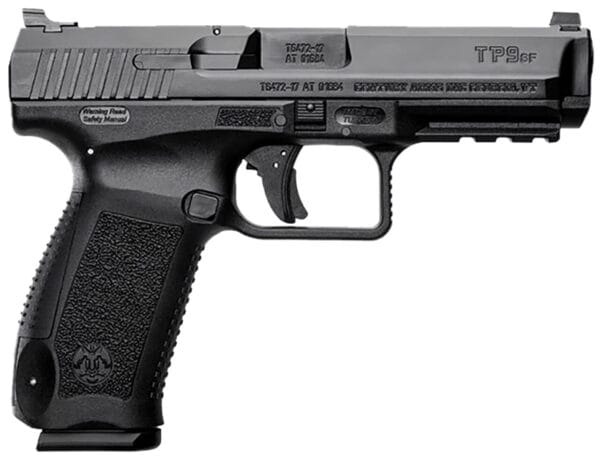 Canik HG4865N TP9SF  Full Size 9mm Luger 18+1 4.46" Black Nitride Match Grade Barrel, Black Cerakote Serrated Steel Slide & Polymer Frame w/Picatinny Rail, Black Interchangeable Backstrap Grip