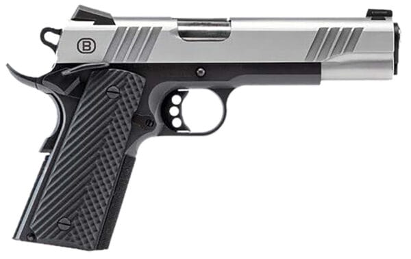 Bersa B19117050SBBK B1911  Full Size Frame 45 ACP 8+1 5" Stainless Steel Barrel, Stainless Serrated Steel Slide, Black Stainless Steel Frame w/Beavertail, Black VZ Grip, Ambidextrous