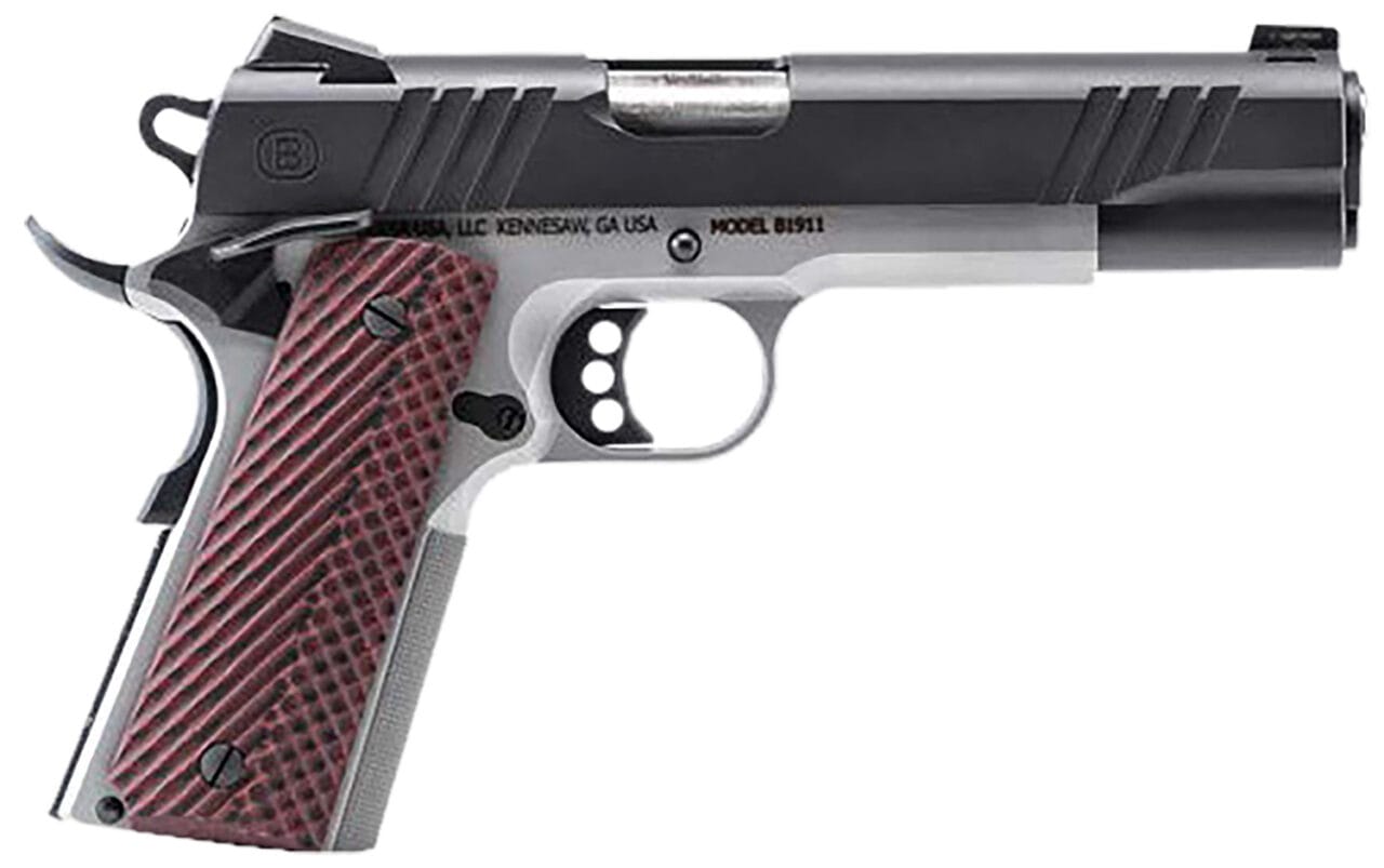 Bersa B19117050BMBC B1911 Full Size Frame 45 ACP 8+1 5" Stainless Steel Barrel, Stainless Serrated Steel Slide, Black Stainless Steel Frame w/Beavertail, Rosewood Grip, Ambidextrous 1 Bersa B19117050BMBC B1911 Full Size Frame 45 ACP 8+1 5" Stainless Steel Barrel, Stainless Serrated Steel Slide, Black Stainless Steel Frame w/Beavertail, Rosewood Grip, Ambidextrous
