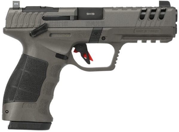 SAR USA SAR9G3PT SAR9 Gen3 Full Size Frame 9mm Luger 17+1 4.40" Black Steel Barrel, Platinum Cerakote Serrated Steel Slide, Platinum Cerakote Polymer Frame w/Picatinny Rail, Black Polymer Grip