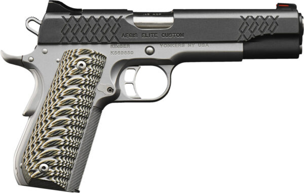 Kimber Mfg.,inc 3000351 Aegis Elite Custom 45 ACP 8+1 5" Matte Black KimPro II Front Serrations Stainless Steel Slide G-10 Grip