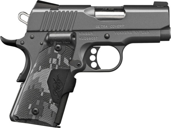 Kimber Mfg.,inc 3000250 Ultra Covert 45 ACP 7+1 3" Stainless Steel Slide Charcoal Gray KimPro II Frame Serrations Crimson Trace Urban Camouflage Grip