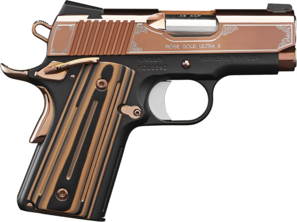 Kimber Mfg.,inc 3200373 Rose Gold Ultra II 45ACP 7+1 3" Rose Gold PVD Coating Stainless Steel Slide KimPro Matte Black G10 Grip
