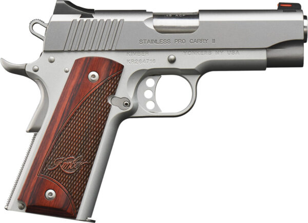 Kimber Mfg.,inc 3200323 Stainless Pro Carry II 9mm 9+1 4" Stainless Steel Slide Satin Silver Rosewood w/ Kimber logo Grip