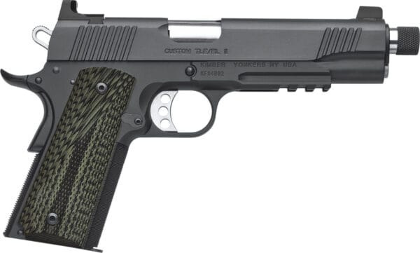 Kimber Mfg.,inc 3200337 Custom TLE/RL II 45 ACP 7+1 5.50" Stainless Threaded Barrel, Matte Black Serrated Steel Slide, Matte Black Stainless Steel Frame w/Beavertail & Picatinny Rail, Black G10 Grip