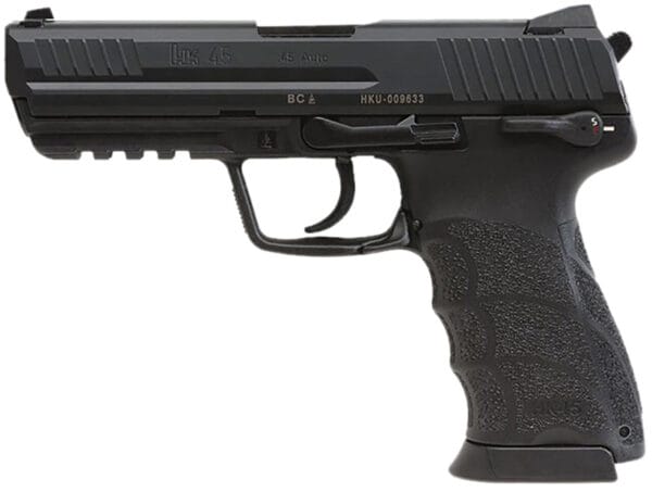 HK 81001113 HK45 V1 .45 ACP 10+1 4.46" Black Polygonal Rifled Barrel, Black Cerakote Serrated Steel Slide, Black Polymer Frame w/Picatinny Rail, Ambidextrous