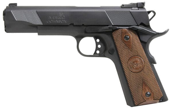 Iver Johnson Arms EAGLE9 1911 A1 Eagle 9mm Luger 9+1 5" Black Steel Barrel, Matte Blued Serrated Steel Slide & Frame w/Beavertail, Dymondwood Walnut Grip