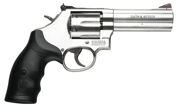 Smith & Wesson 164222 Model 686  357 Mag or 38 S&W Spl +P Stainless Steel 4.12" Barrel, 6 Shot, Satin Stainless Steel L-Frame, Red Ramp Front/White Outline Rear Sights Internal Lock