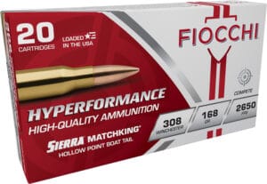 Fiocchi Hyperformance Compete 308 Winchester 168 Grain Sierra MatchKing BTHP Ammunition