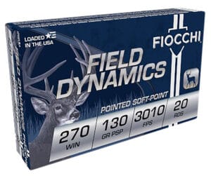 Fiocchi Field Dynamics 270 Winchester 130 Grain Pointed Soft Point Ammunition