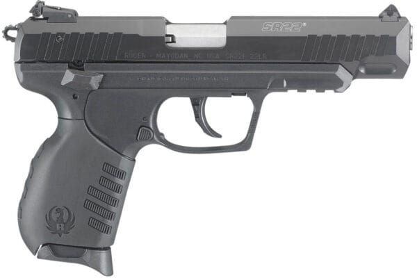 Ruger 3620 SR22  22 LR 10+1 4.50" Satin Stainless Steel Barrel, Black Anodized Aluminum/Serrated Slide, Black Polymer w/Picatinny Rail Frame, Black Interchangeable Backstrap Grips