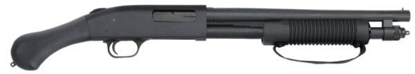 Mossberg 50657 590 Shockwave 20 Gauge 5+1 3" 14.375" Heavy Barrel, Blued Metal Finish, Dual Extractors, Drilled & Tapped Receiver, Corncob Forend w/Strap,  Raptor Birdshead Grip Stock