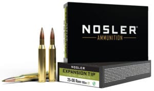 Nosler E-Tip 25-06 Remington 100 Grain Lead Free Ammunition