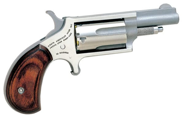 North American Arms 22M Mini-Revolver  22 WMR 5 Shot 1.63" Barrel, Overall Stainless Steel Finish, Rosewood Grip