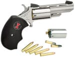 North American Arms BWC Black Widow  22 LR or 22 WMR 5 Shot 2" Vent Rib Barrel, Overall Stainless Steel Finish, Finger Grooved Black Rubber Grip & Fixed Sights Includes Cylinder