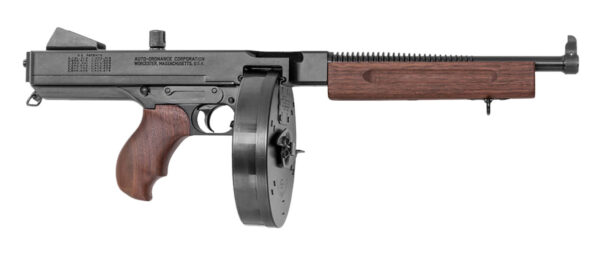 Thompson TA5 1927A-1 Lightweight Deluxe 45 ACP Caliber with 10.50" Barrel, 50+1 Capacity (Drum), Black Hard Coat Anodized Metal Finish, American Walnut Grip Right Hand