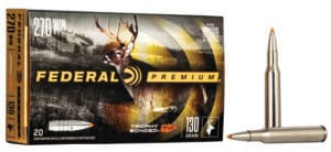 Federal Premium 270 Winchester 130 Grain Trophy Bonded Tip Nickel-Plated Rifle Ammunition