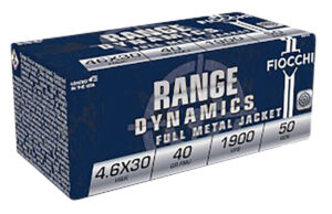 Fiocchi 46EXA Range Dynamics  4.6x30mmH&K 40gr Full Metal Jacket 50 Per Box/20 Case