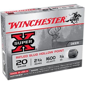 Winchester Super X 20 Gauge 2.75 Inch Rifled Slug Shotgun Ammunition