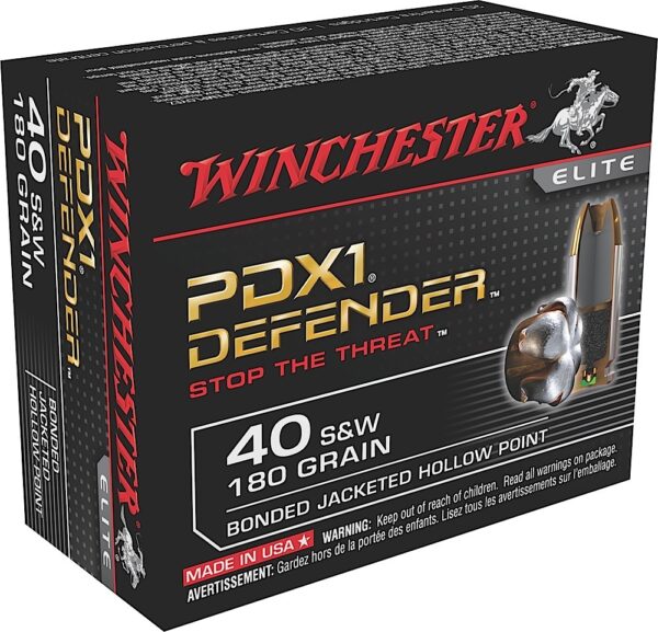 Winchester Ammo S40SWPDB1 Defender  40S&W 180gr Bonded Jacket Hollow Point 20 Per Box/10 Case