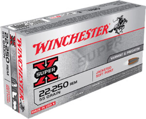 Winchester Ammo X222501 Super X  22-250Rem 55gr Jacketed Soft Point 20 Per Box/10 Case