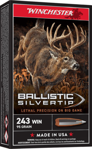 Winchester Ammo SBST243A Ballistic Silvertip 243Win 95gr Rapid Controlled Expansion Polymer Tip 20 Per Box/10 Case