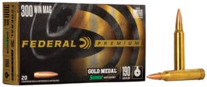 Federal Gold Medal 300 Winchester Magnum 190 Grain Boat Tail Hollow Point Ammunition