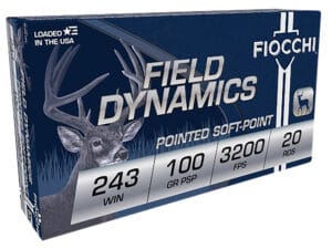 Fiocchi Field Dynamics 243 Winchester 100 Grain Pointed Soft Point Rifle Ammunition