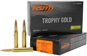 HSM Trophy Gold 270 Winchester 130 Grain Berger VLD Rifle Ammunition