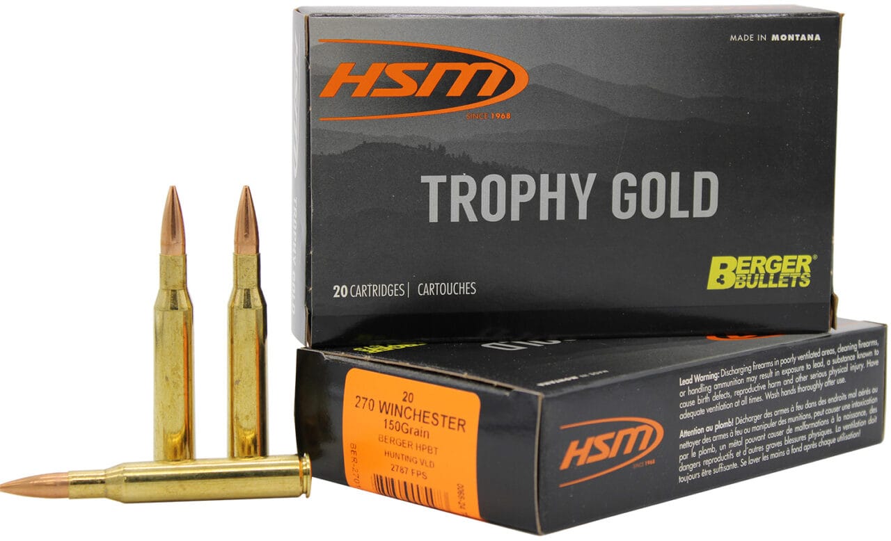 HSM Trophy Gold 270 Winchester 150 Grain Rifle Ammunition 1 HSM Trophy Gold 270 Winchester 150 Grain Rifle Ammunition