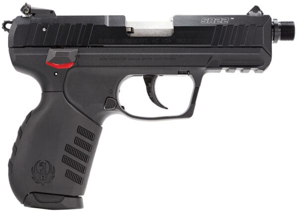 Ruger 3604 SR22  22 LR 10+1 3.50" Satin Stainless Threaded Barrel, Black Anodized Serrated Slide, Black Polymer Frame w/Picatinny Rail, Black Polymer Grip, Right Hand