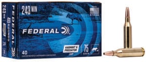 Federal American Eagle 243 Winchester 75 Grain Hollow Point Rifle Ammunition