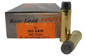 HSM 500 Smith and Wesson Magnum 440 Grain Bear Load Ammunition