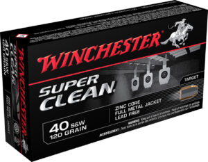 Winchester Ammo W40SWLF Super Clean  40S&W 120gr Lead Free Full Metal Jacket 50 Per Box/10 Case