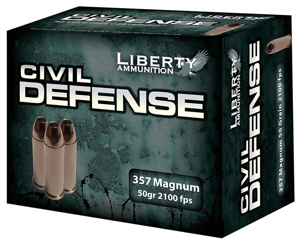 Liberty Civil Defense 357 Magnum Hollow Point Ammunition 1 Liberty Civil Defense 357 Magnum 50 Grain Lead Free Hollow Point Ammunition